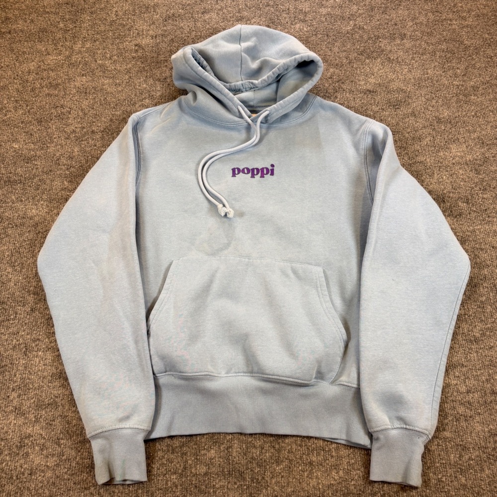 Poppi The Future Served Fresh Graphic Blue Hoodie Size Medium Streetwear Casual